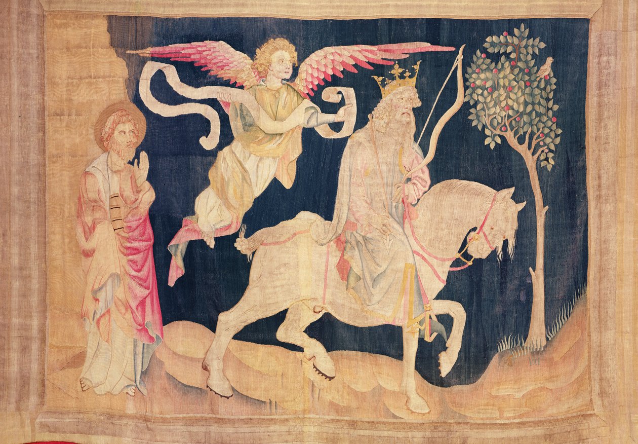 The rider of the white horse, from the Apocalypse Tapestry of Angers by Nicolas Bataille