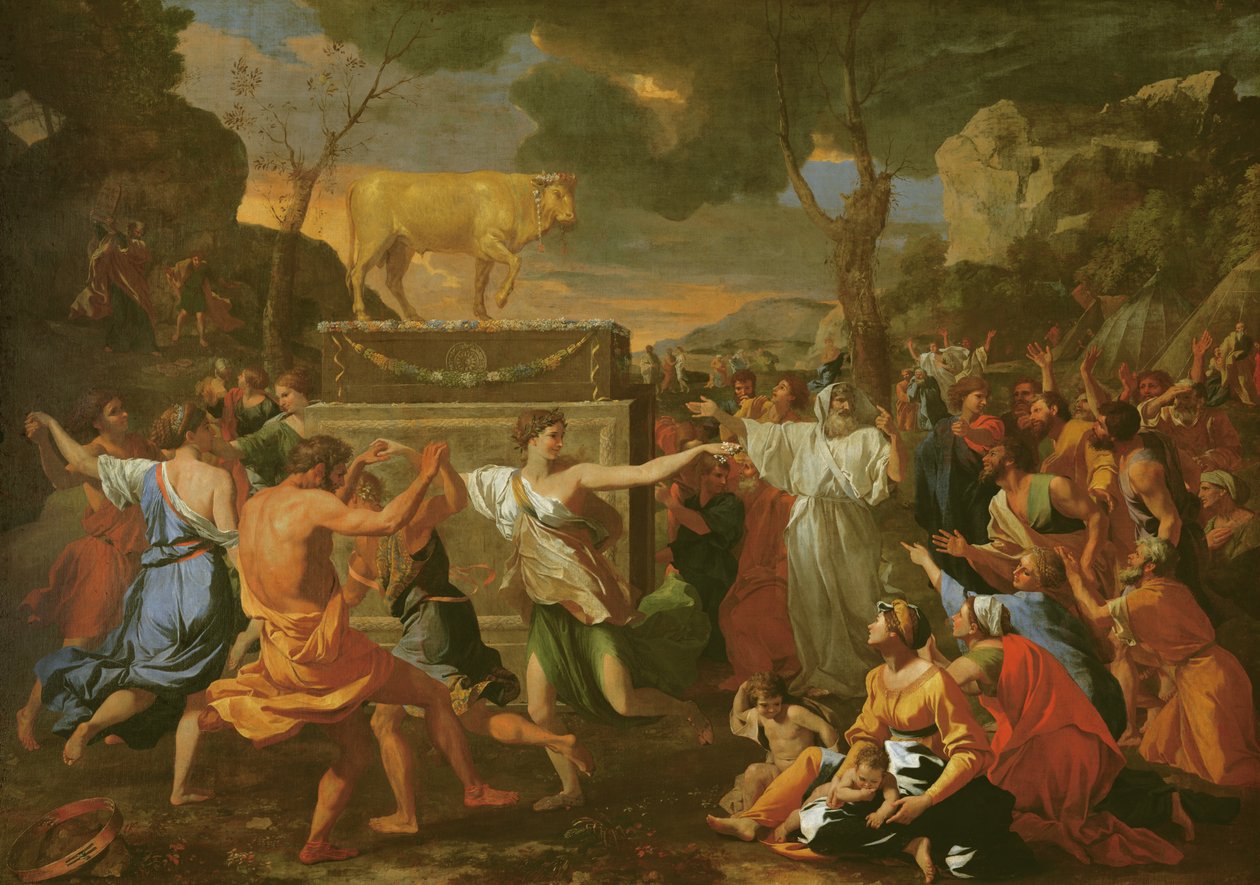 The Adoration of the Golden Calf, before 1634 by Nicolas Poussin