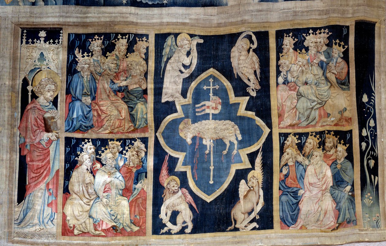 Curtain of Revelation: the elderly give glory to a lamb, symbol of Christ by Nicolas Bataille