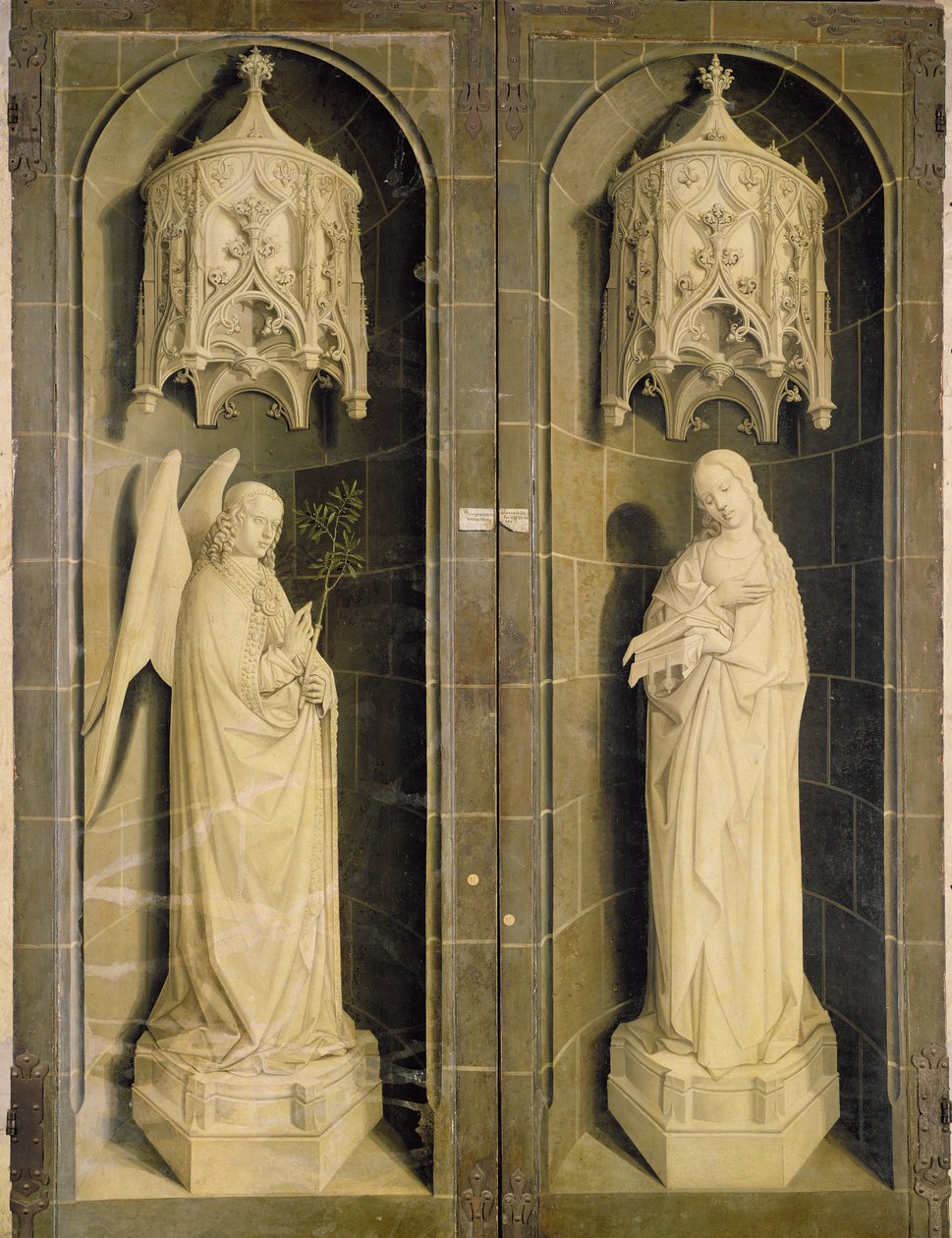 The Annunciation, outer panel from the Triptych of Moses and the Burning Bush, c.1476 by Nicolas Froment