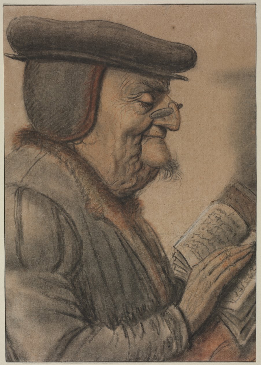 Elderly Man Reading a Book by Nicolas Lagneau