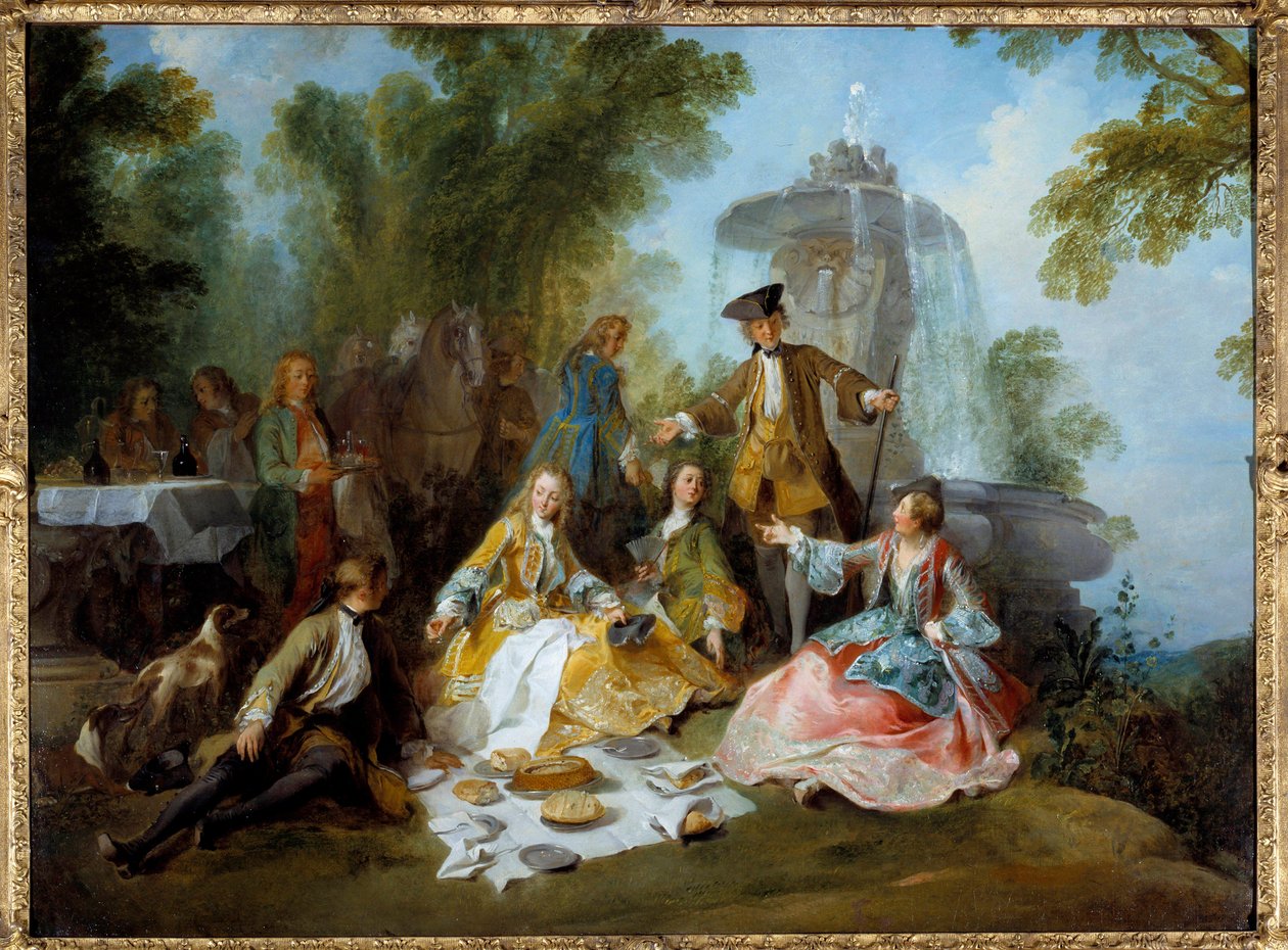 Hunting meal. Painting by Nicolas Lancret (1690-1743) by Nicolas Lancret