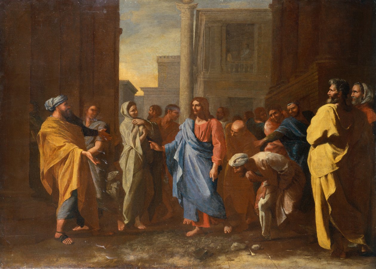 Christ And The Adulterous Woman By Nicolas Poussin