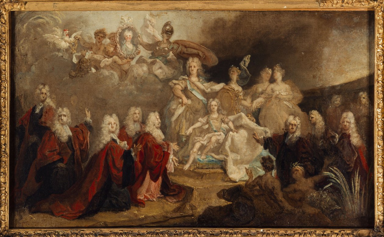 Allegory of the Engagement of Louis XV to the Infanta Marie-Anne-Victoire of Spain (1722), in 1722 by Nicolas de (workshop) Largilliere