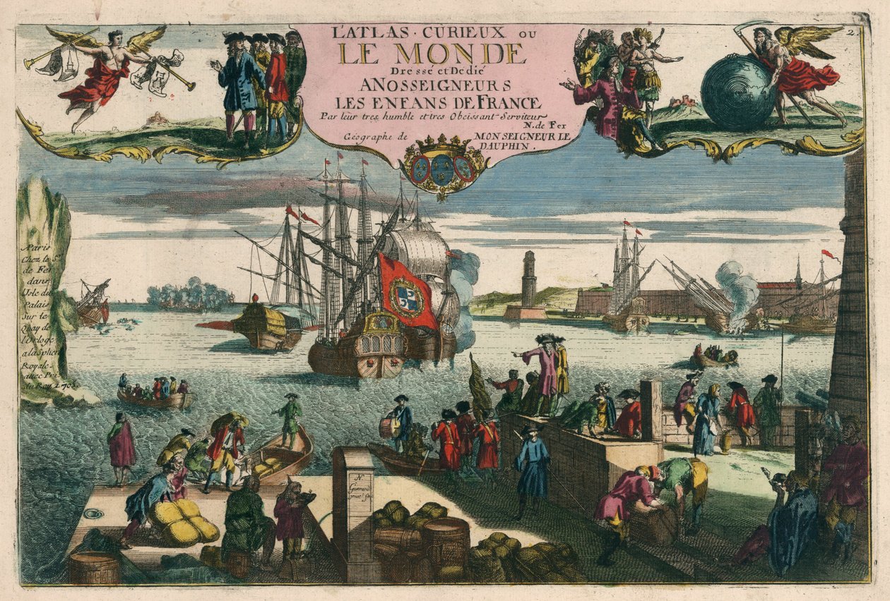 The Curious Atlas or the World Represented in General and Particular Maps of the Sky and Earth, p. 11 (cropped) by Nicolas de Fer