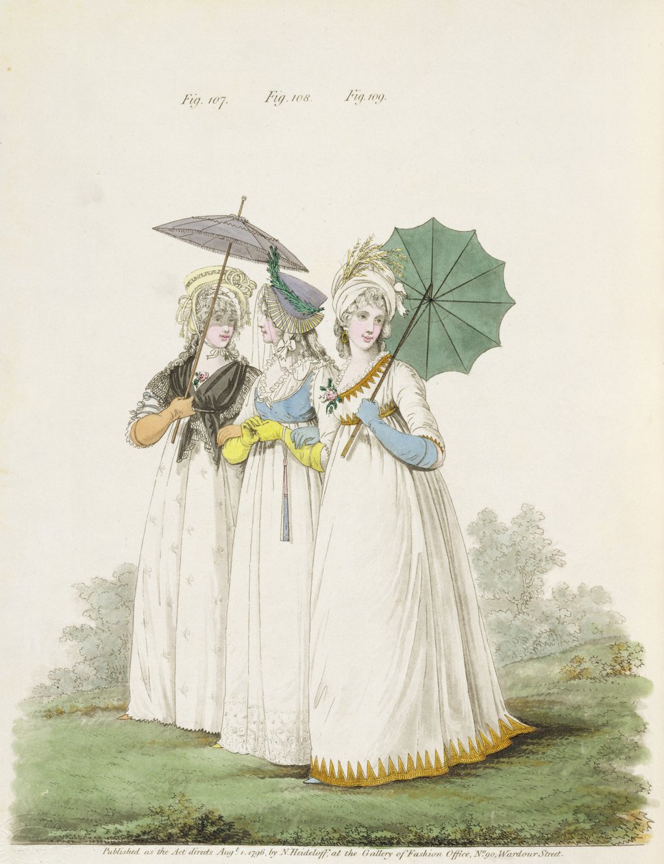 Morning Dresses (figs. 107, 108 and 109 from Nikolaus Heideloff