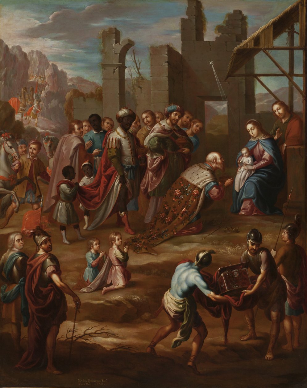 The Adoration of the Kings with Viceroy Pedro de Castro y Figueroa, Duke of La Conquista, 1741 by Nicolás Enríquez