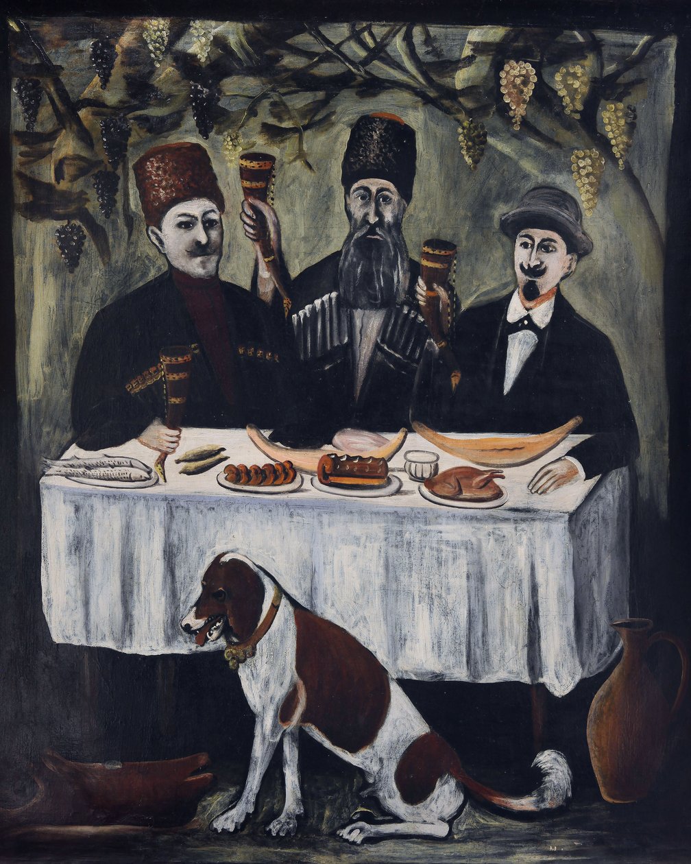 Feast in a vine pergola by Niko Pirosmani