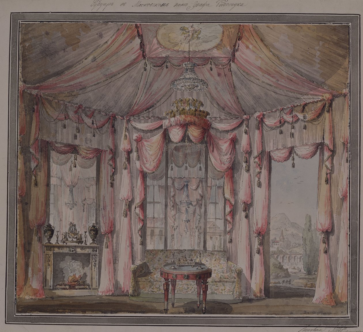 Interior Design for the Boudoir in the Count Bezborodko House in Moscow by Nikolai Alexandrovich Lvov