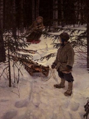 Gathering Firewood, Russia by Nikolai Petrovich Bogdanov-Belsky