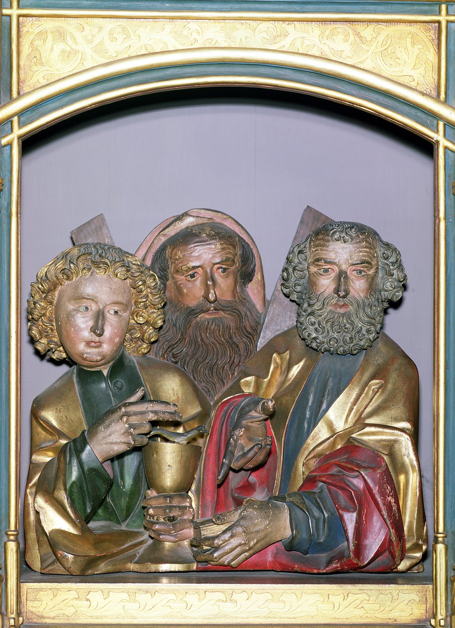 Wooden Carvings of SS. John, Andrew and Peter, from the Predella of the Isenheim Altarpiece, c.1490 by Nikolaus Hagenauer