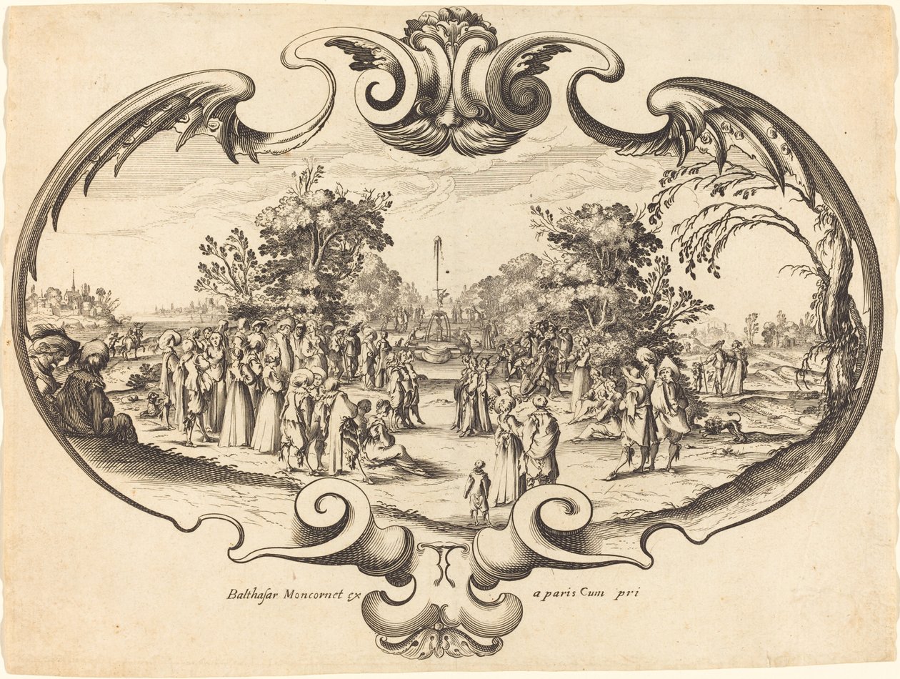 Design for a Fan: Courtly Figures in a Landscape by Noël Cochin