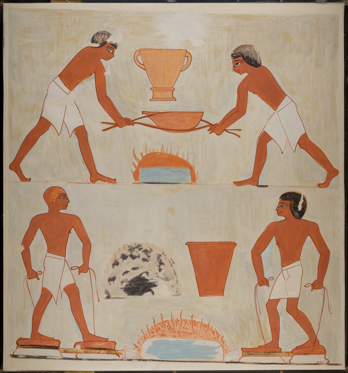 Scene of Metal Workers, Tomb of Rekhmire by Norman de Garis Davies
