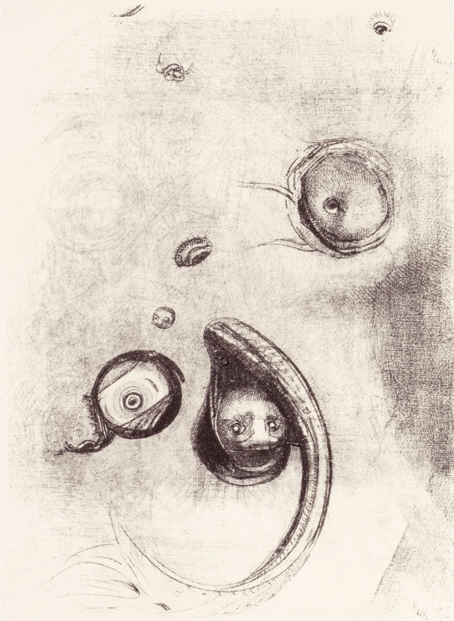 And some eyes without heads floating like mollusks from La Tentation de Saint-Antoine (Plate XIII) 1896 by Odilon Redon