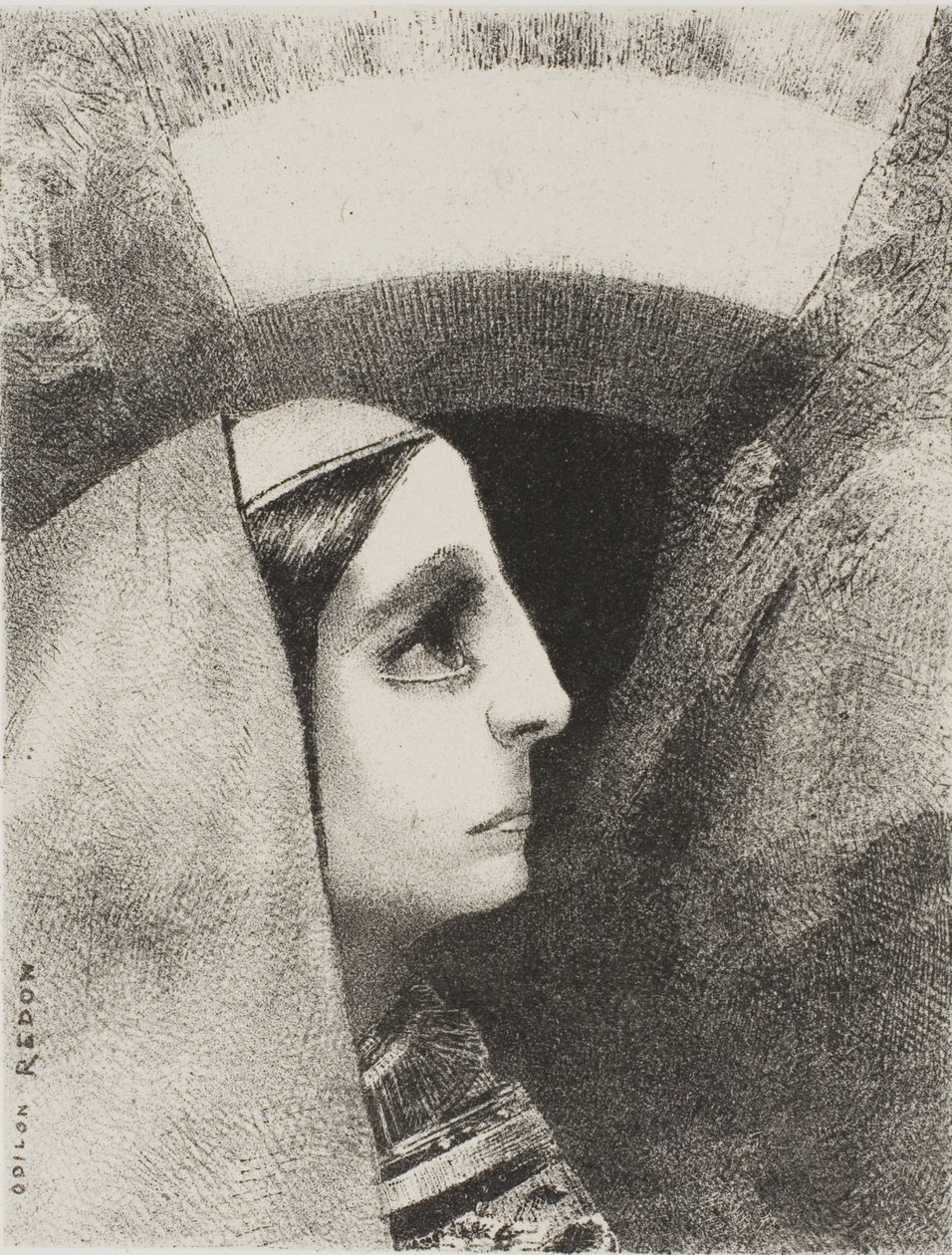 Before the Black Sun of Melancholy, Lenore Appears, plate two from To Edgar Poe by Odilon Redon