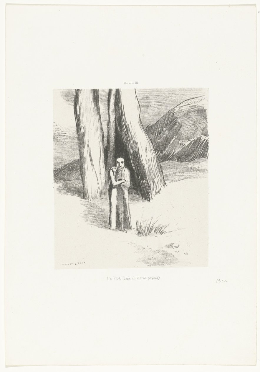 A Fool in a Gloomy Landscape by Odilon Redon: Fine art print