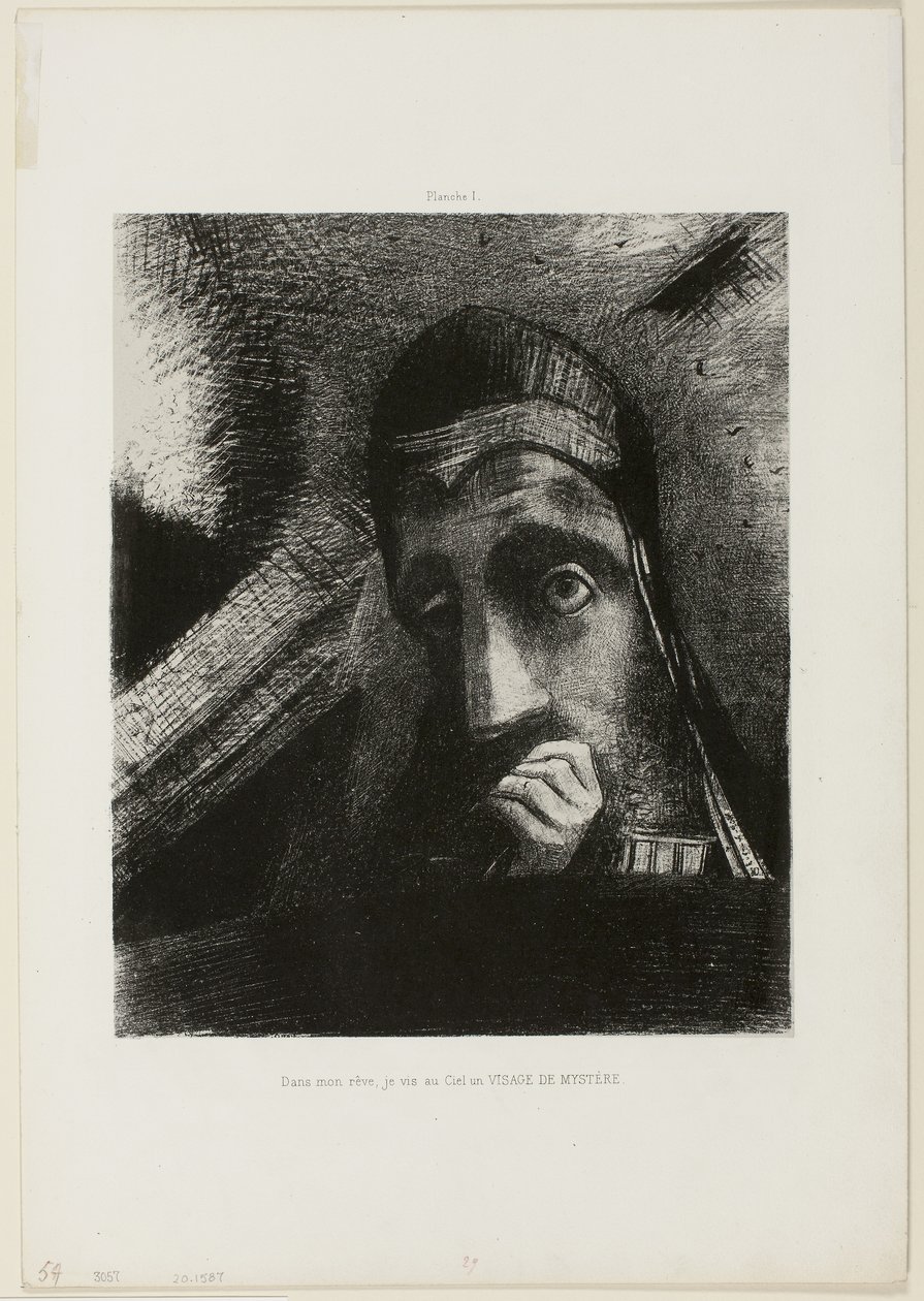Face of Mystery, plate 1 from Homage to Goya by Odilon Redon