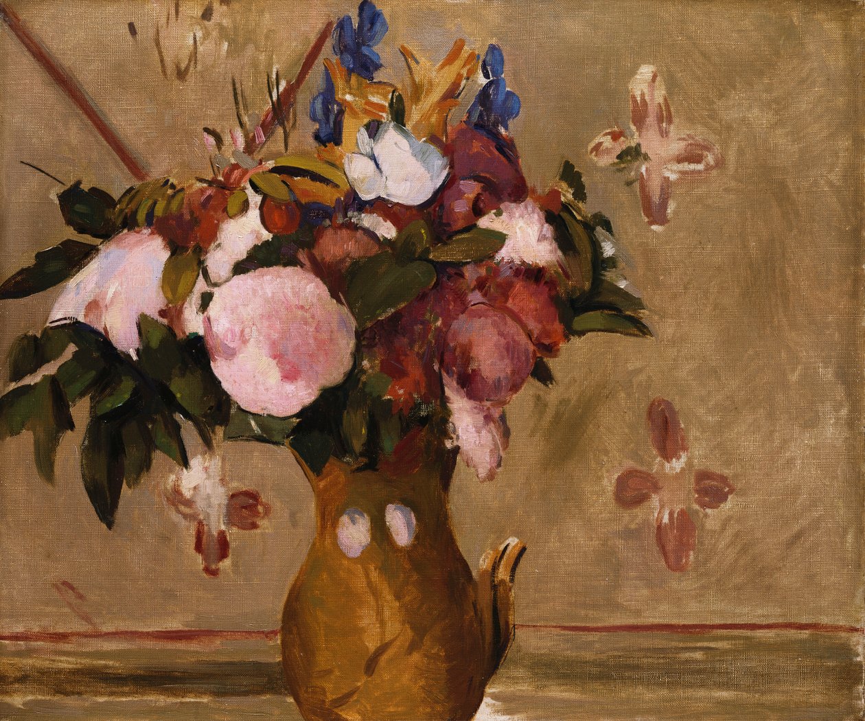 Flowers in a Vase, copy after a painting by Cezanne by Odilon Redon