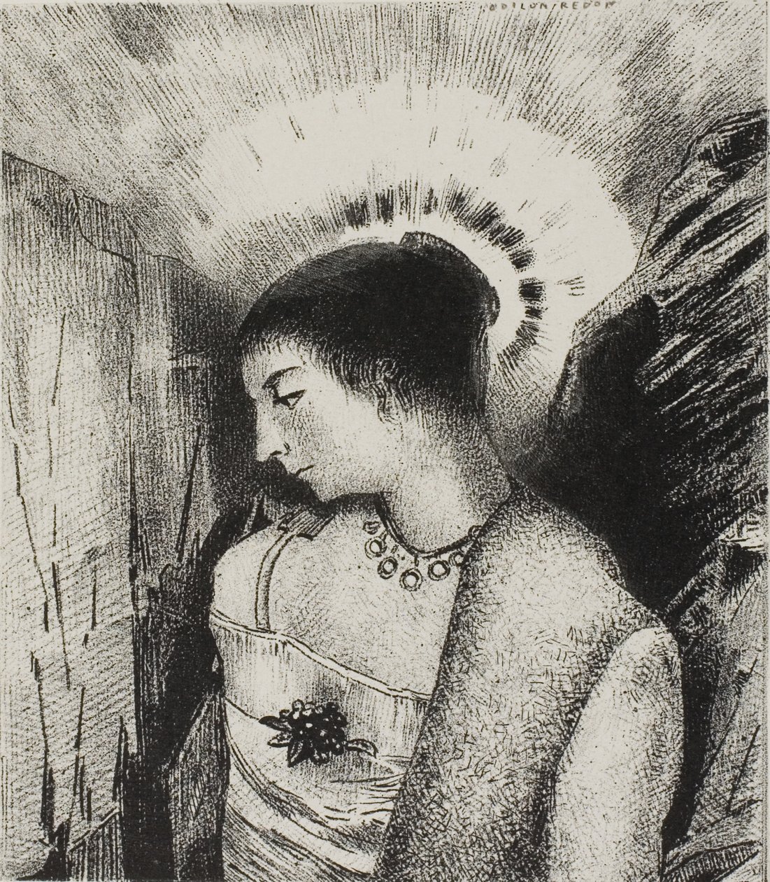 Here is the Good Goddess, the Idaean Mother of the Mountains, Plate 15 of 24 by Odilon Redon