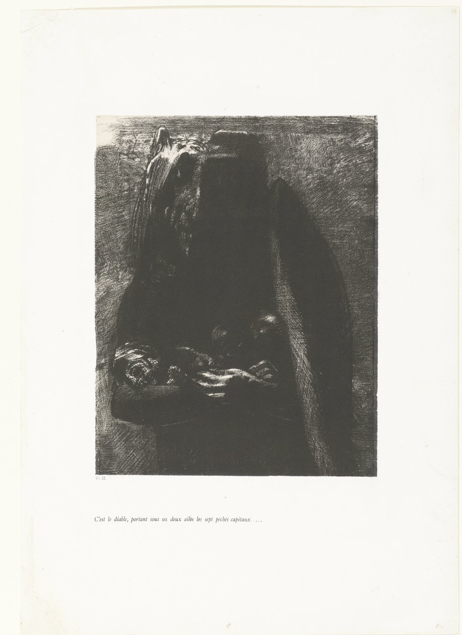It is the devil, carrying the seven deadly sins on his wings (series title: Temptation of Saint Anthony) by Odilon Redon