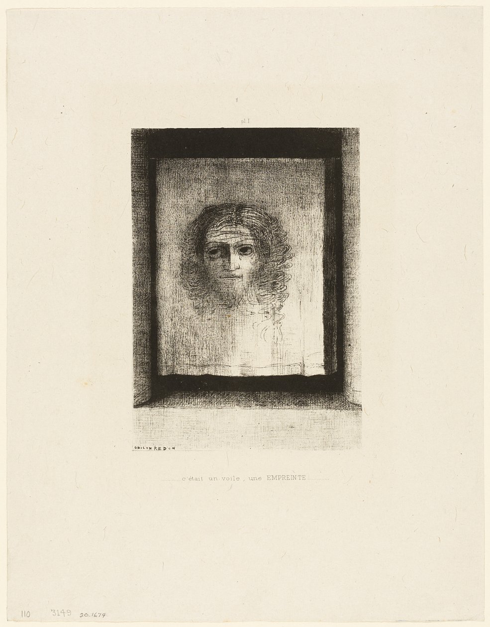 It was a Veil, an Imprint, Plate 1 of 6 by Odilon Redon