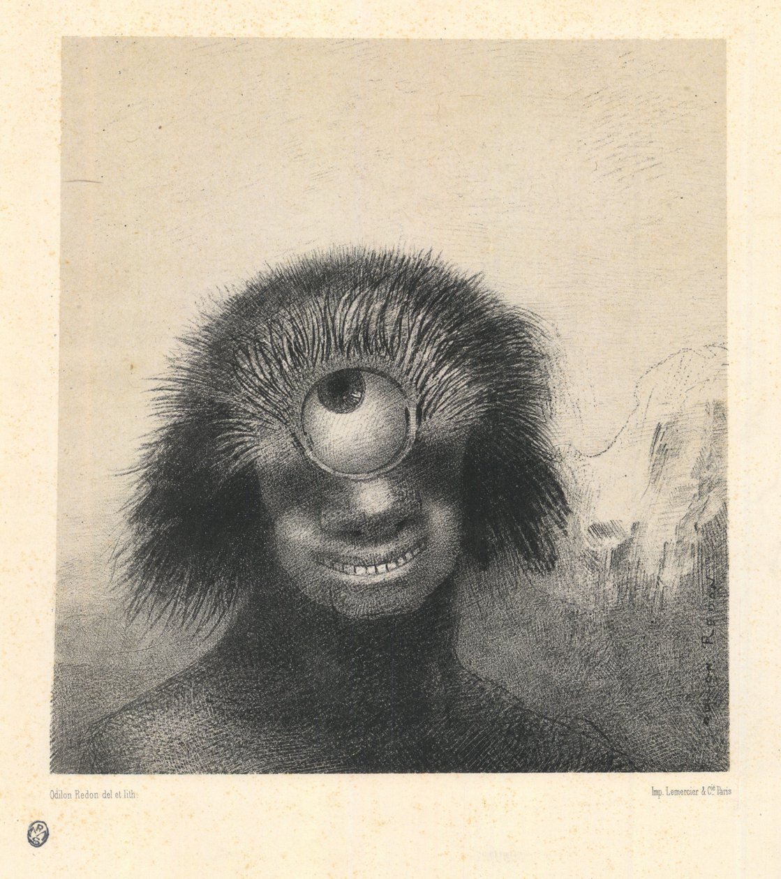 The Misshapen Polyp Floated on the Shores, a Sort of Smiling and Hideous Cyclops (from the series Les Origines) by Odilon Redon