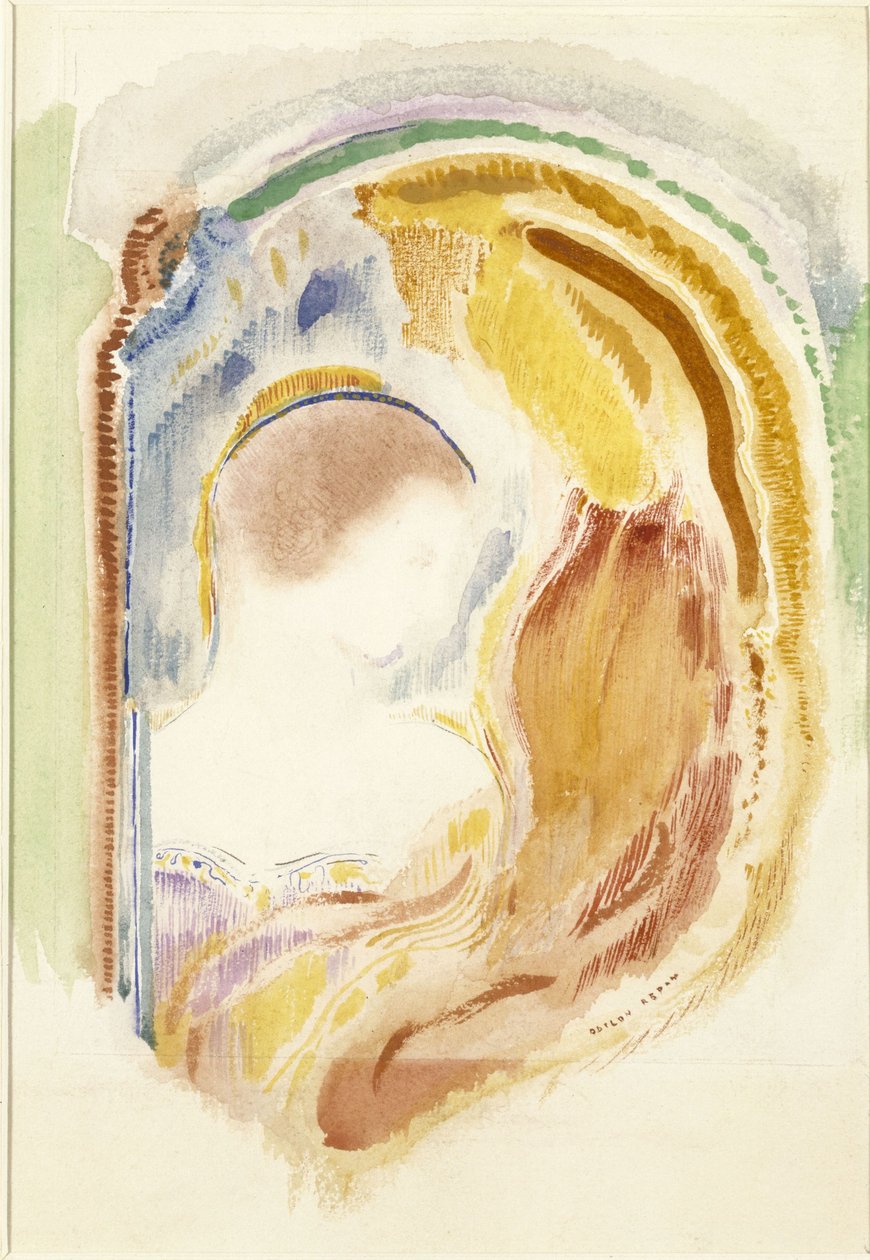 Profile of Woman to the Right in a Curved Form by Odilon Redon
