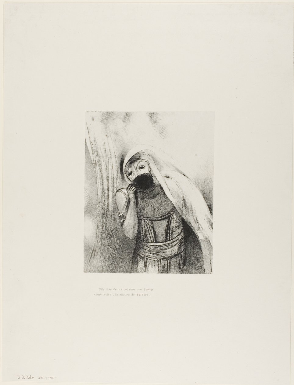 She Draws From Her Bosom a Sponge, Perfectly Black, and Covers it With Kisses (plate 8 of 24) by Odilon Redon