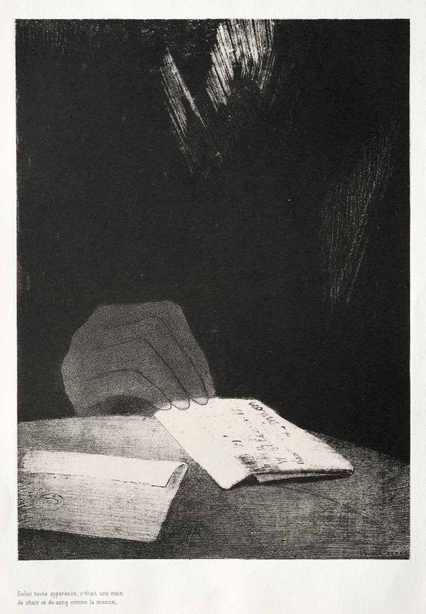 The Haunted House: It Was a Hand, Seemingly as Much of Flesh and Blood as My Own by Odilon Redon