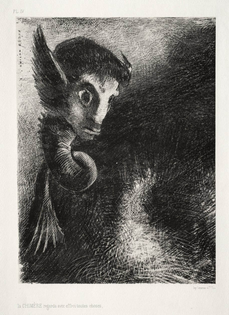The Night: The Chimera Gazed at All Things with Fear, 1886 by Odilon Redon