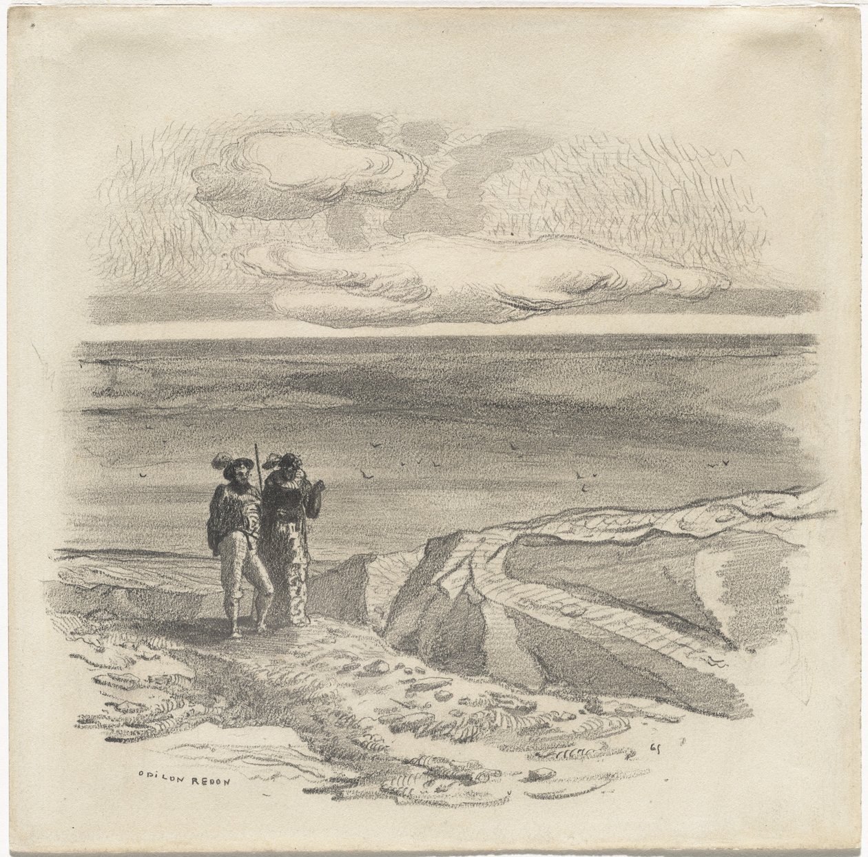 Two Figures in a Landscape by Odilon Redon