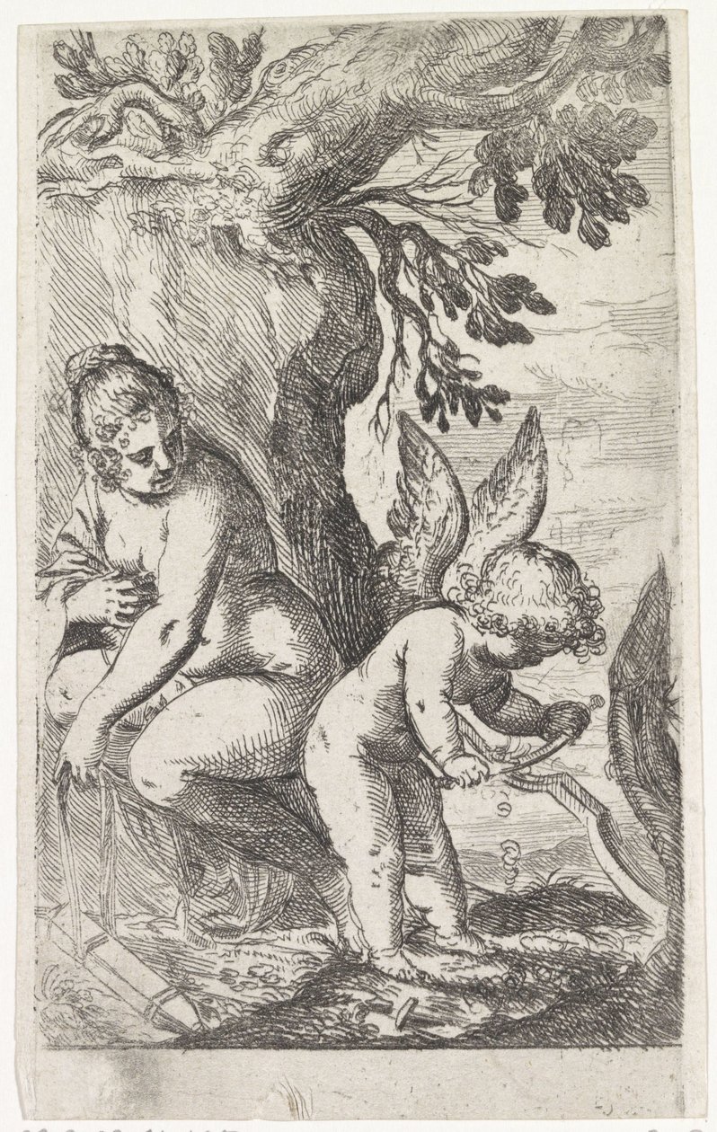 Venus Watching Cupid Making a Bow by Odoardo Fialetti (attributed to)