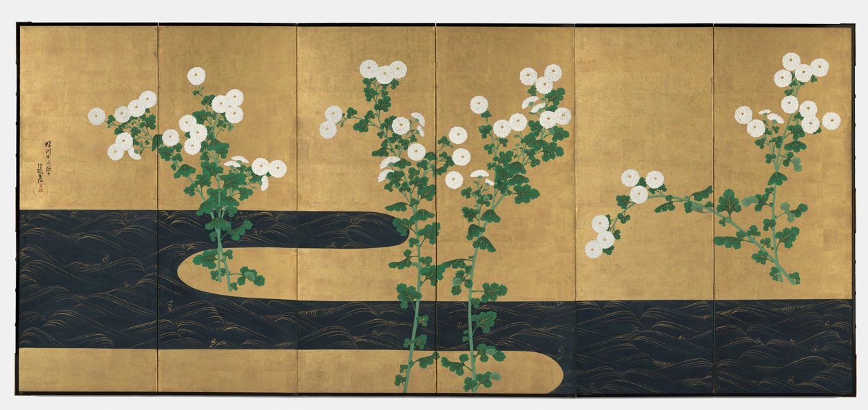 Chrysanthemums by a Stream by Ogata Korin