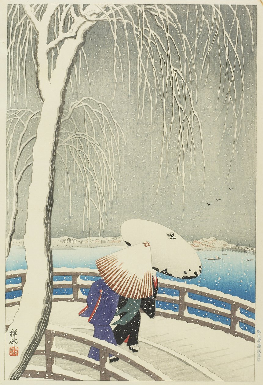 Snow at Yanagibashi by Ohara Koson
