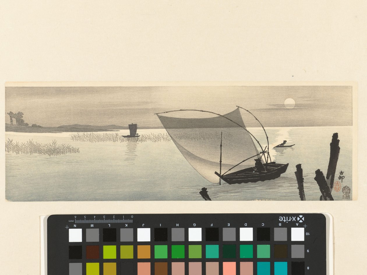 Fishing Boats by Full Moon by Ohara Koson