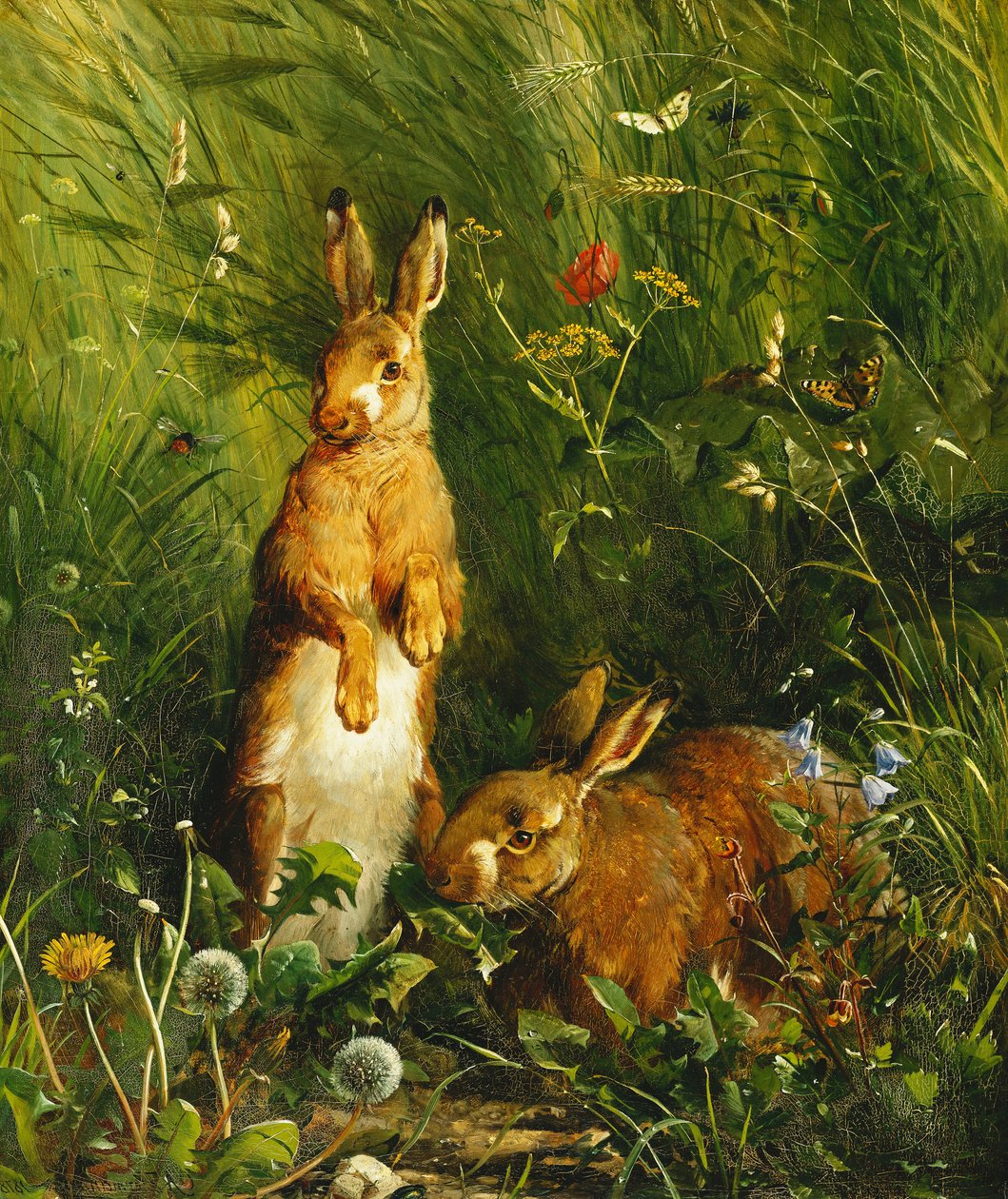 Hares, 1878 by Olaf August Hermansen