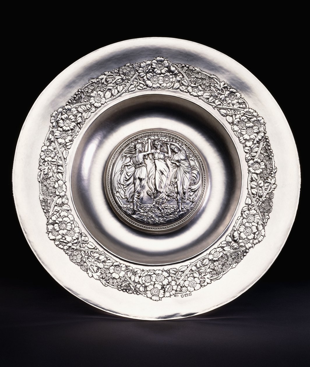 Spring, a Large Ramsden and Carr Silver Rosewater Dish by Omar and Carr Alwyn Ramsden
