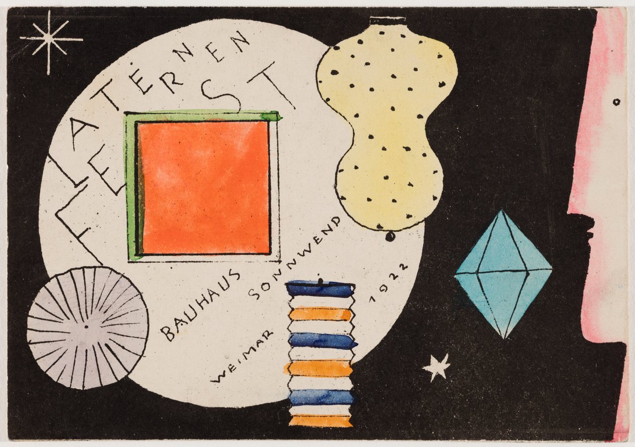 Postcard Invitation to a Lantern Festival by Oskar Schlemmer