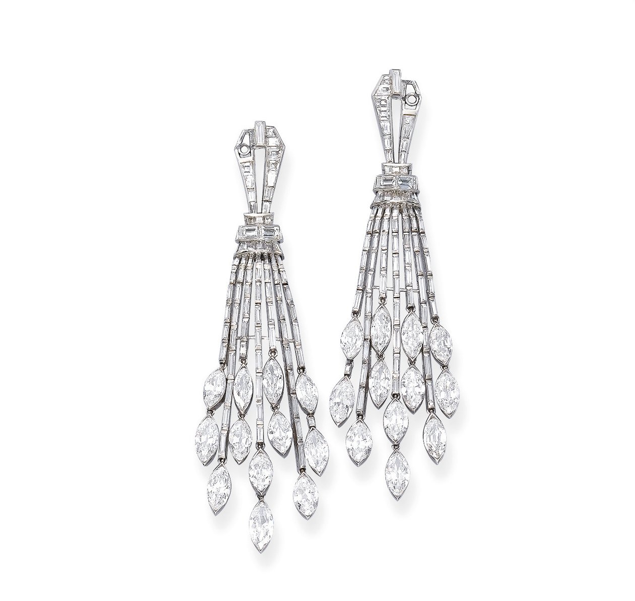 Pair of Art Deco Ear Pendants by Ostertag Ostertag
