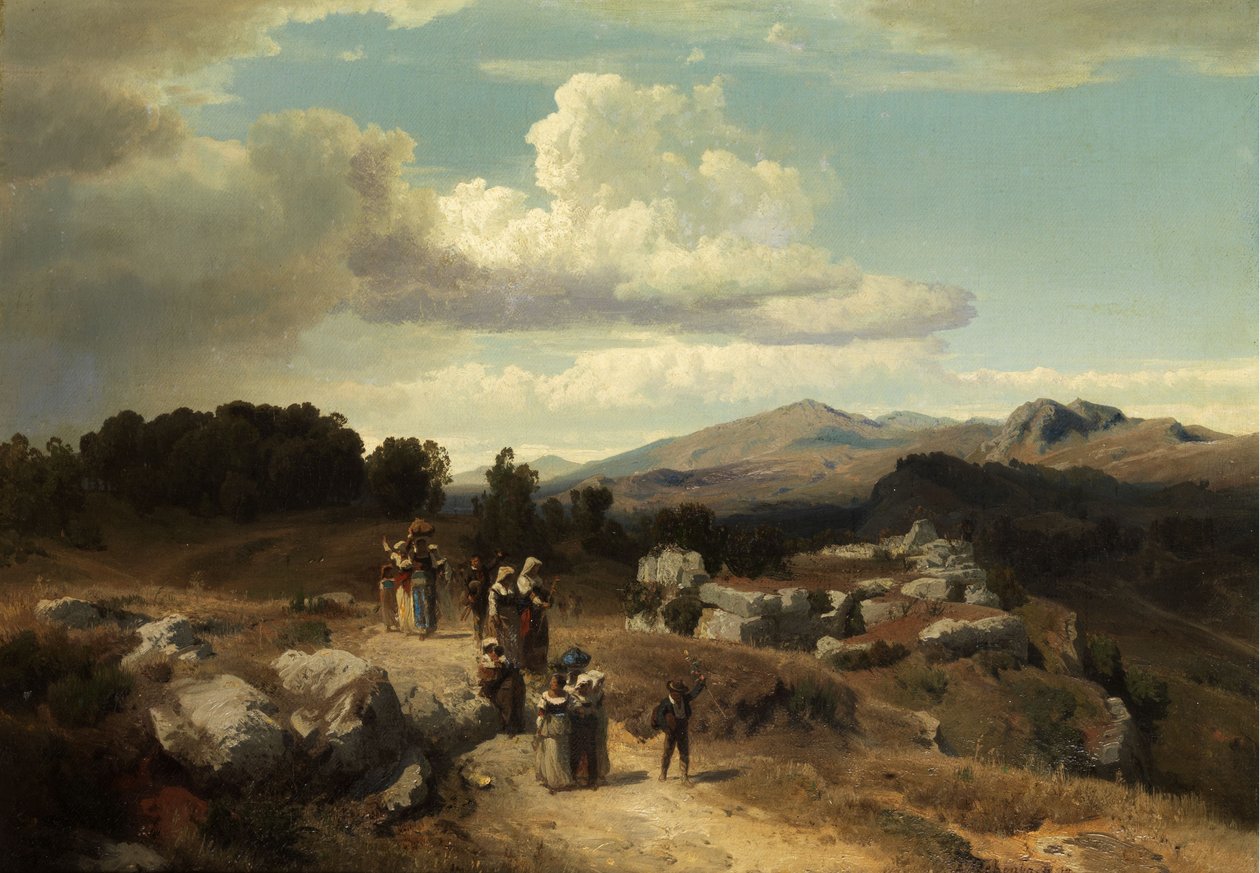 Sunday Walk in the Roman Countryside by Oswald Achenbach