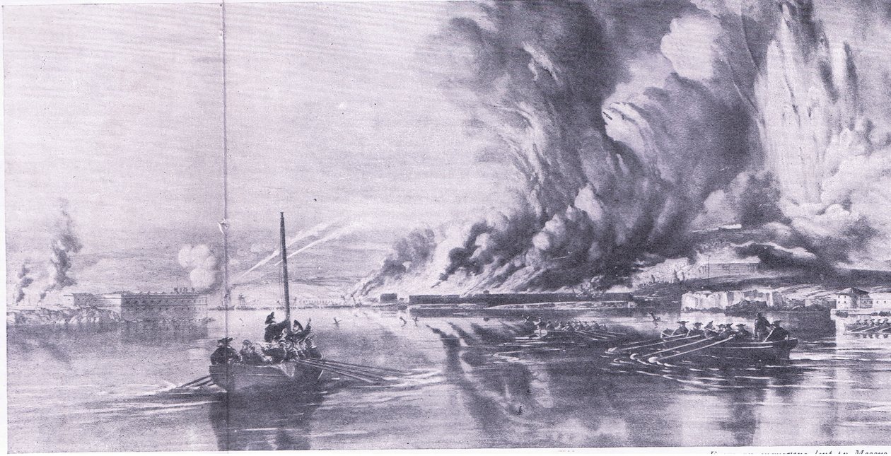 The fall of Sevastopol and the retreat of the Russians, 8 September 1855 by Oswald Walters Brierly
