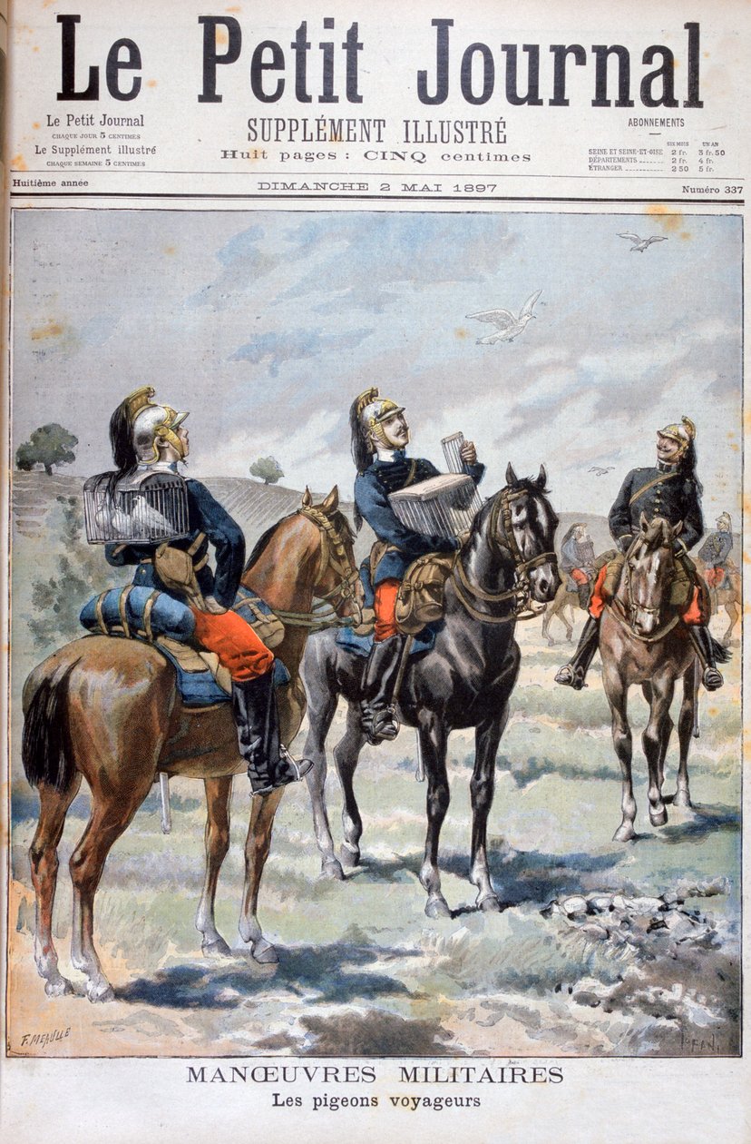French military manoeuvres: using carrier pigeons to communicate, 1897 by Oswaldo Tofani