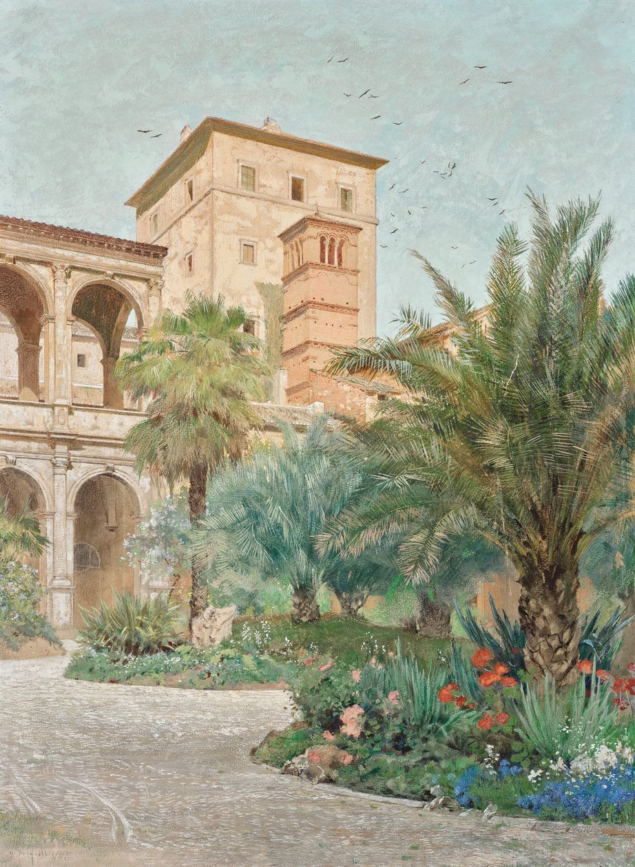 View of the Embassy in Rome: Garden with View of Arcades by Othmar Brioschi