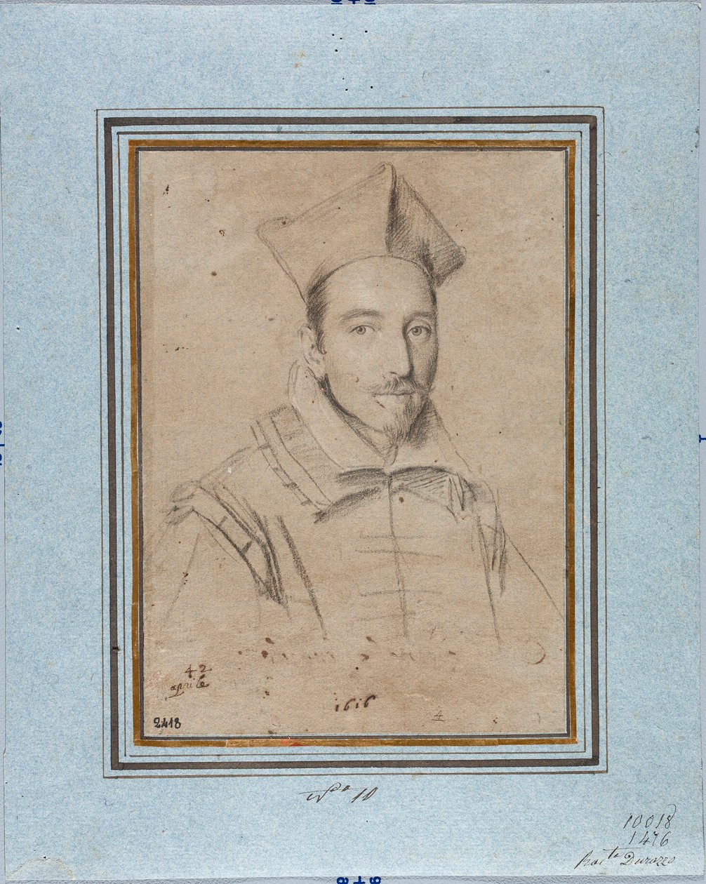 Portrait of Prelate Probably Cardinal Francesco Maria Bourbon Del Monte Santa Maria (1549-1627) Drawing by Ottavio Leoni (1578-1630) 1616 Genoa, Musei di Strada Nuova, Fondo Disegni, inv 2418 by Ottavio Mario Leoni