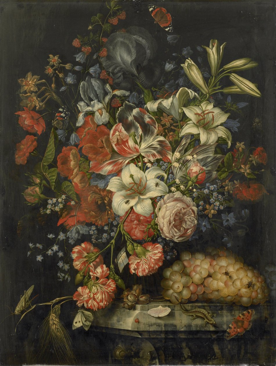 Still Life with Flowers and Fruit by Ottmar the Elder Elliger