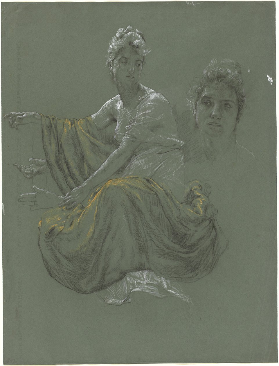 Elegant Young Woman in Classical Drapery by Otto Greiner