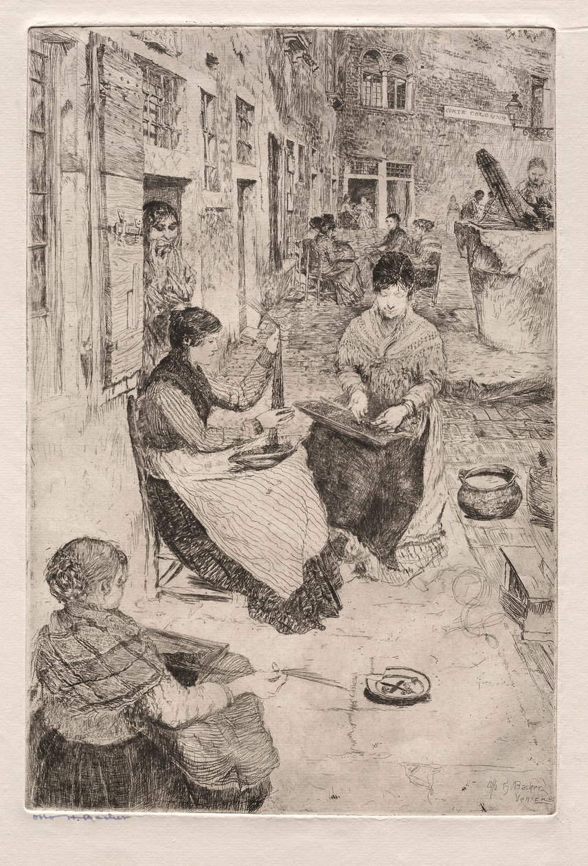 Etchings of Venice: Bead Stringers, 1882 by Otto H. Bacher