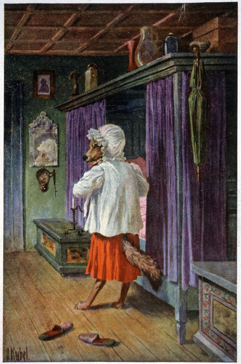 The wolf disguises as Grandmother by Otto Kubel