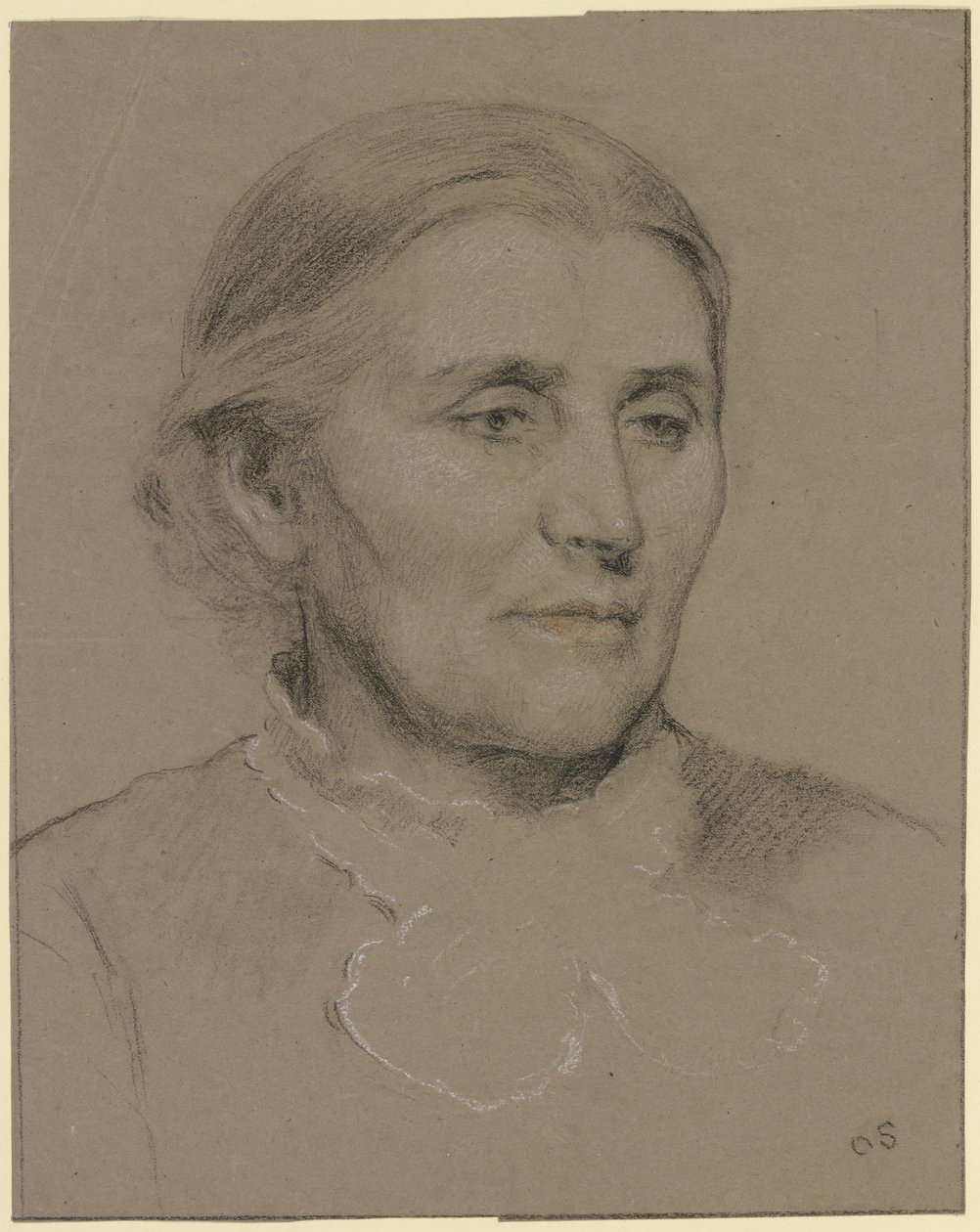 Portrait of an Older Lady Facing Right by Otto Scholderer