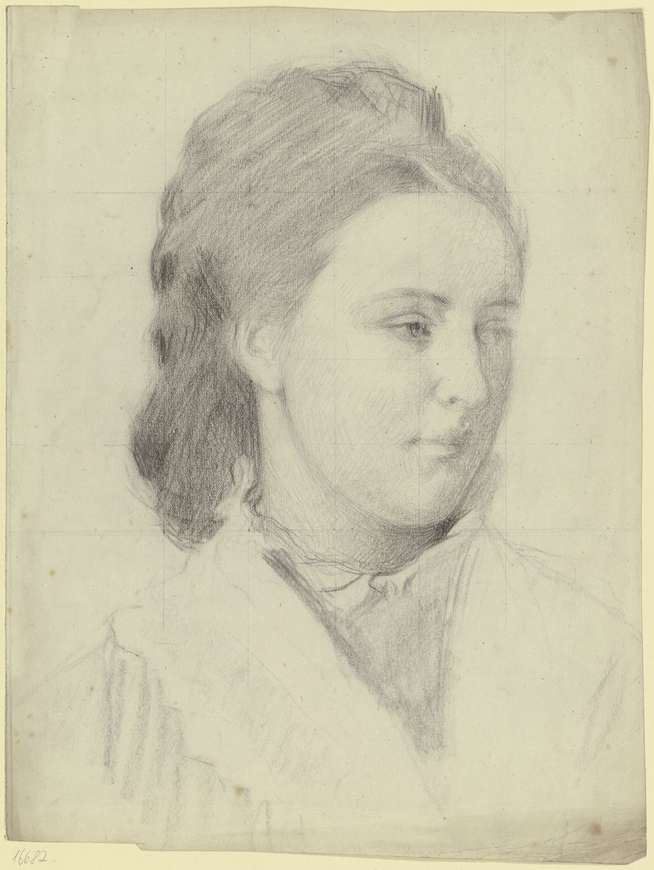 Portrait of a Young Woman in Three-Quarter View by Otto Scholderer